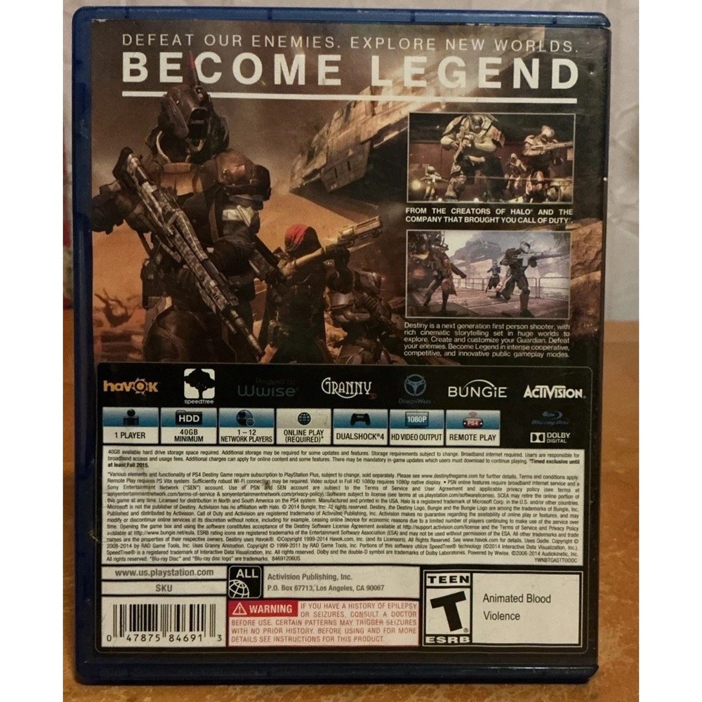 Destiny PlayStation 4 PS4, No Manual And Not Tested - Picture 2 of 5